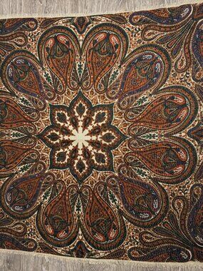 Vintage The Specialty House Wool Lurex Paisley Scarf Shawl Made in Japan 35x35